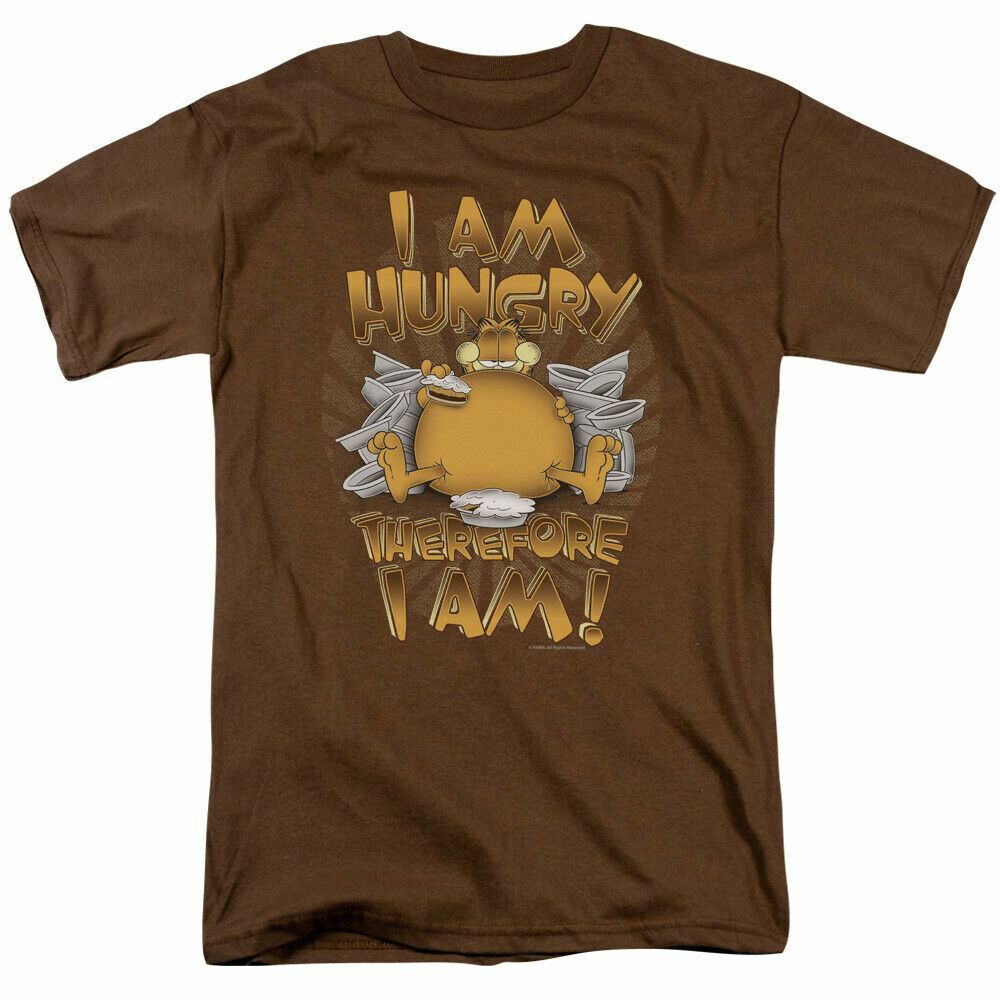 26 Garfield Therefore I Am T Shirt Mens Licensed Cat Jim Davis Comic Tee Coffee Unisex T-Shirt L