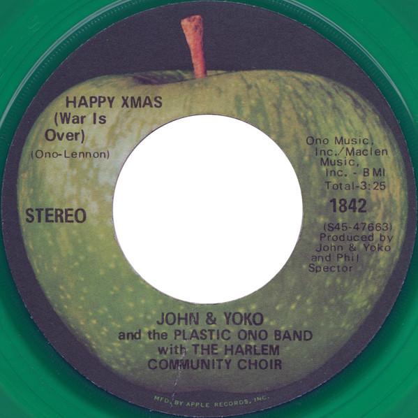 7-дюймовая пластинка JOHN LENNON  YOKO ONO  THE THE PL  Happy Xmas War Is Over 1842 Apple Records 1987 США Рок Б/у