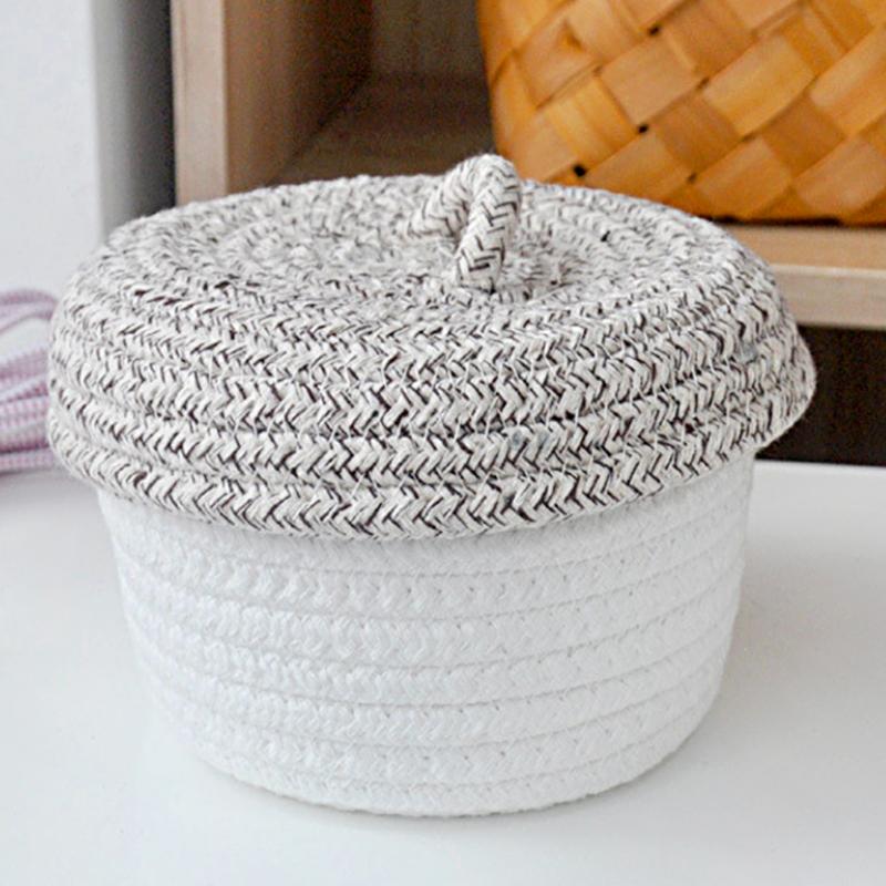 

1 шт. Высококачественный настольный органайзер ручной работы своими руками, простая плетеная корзина для хранения с крышкой