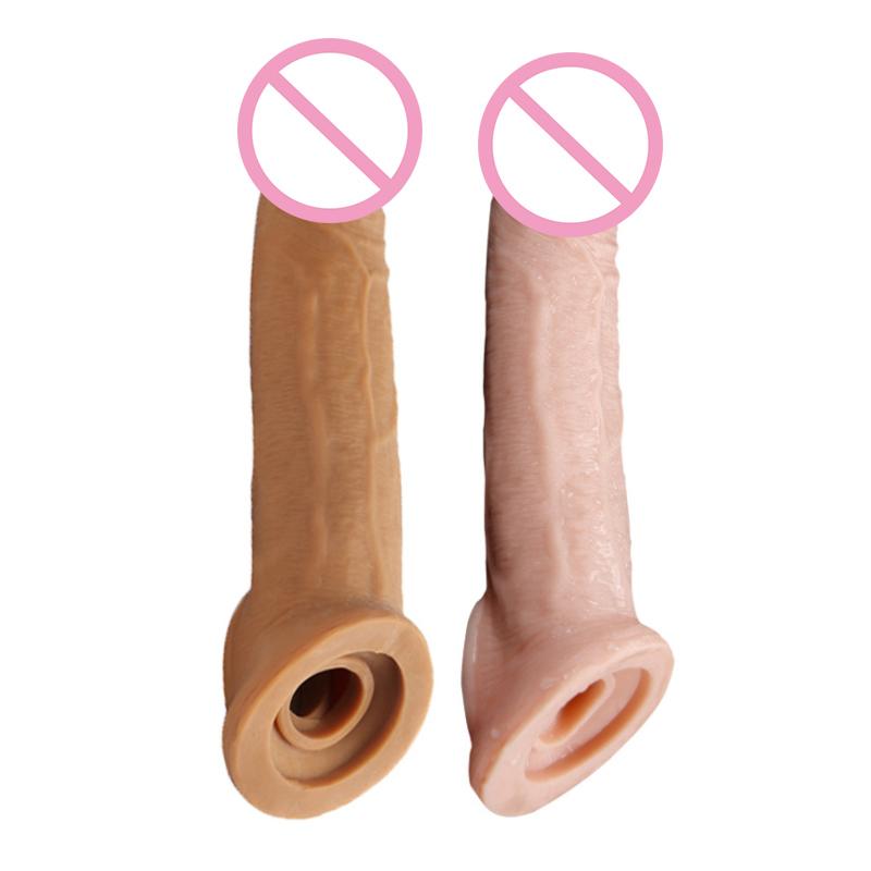 Wiederverwendbarer Penis-Seelve-Extender, Penisvergrößerung, Verzögerung der Ejakulation, realistischer Dick Sleeve Girth Enhancer, Sexspielzeug für Männer