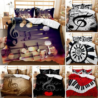 Music Duvet Cover Set,Music with G-Clef Key Instrument Rhythmic Design Queen King Twin Full Size Polyester Bedding Set