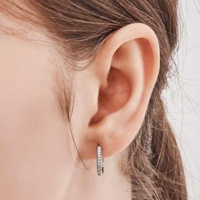 GEIGER Schmuck 925 Silber Quadratische Linie One-Touch Ring Ohrringe GISVEE135