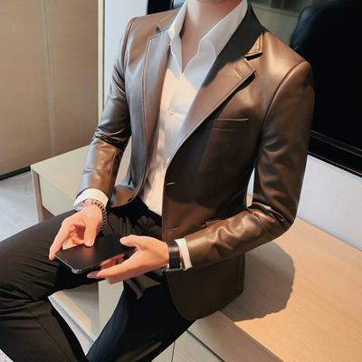 Marke Kleidung Herren Herbst/Winter Casual Leder Jacken/Männer Slim Fit Mode Casual Leder Jacken/Mann Mäntel S-3XL