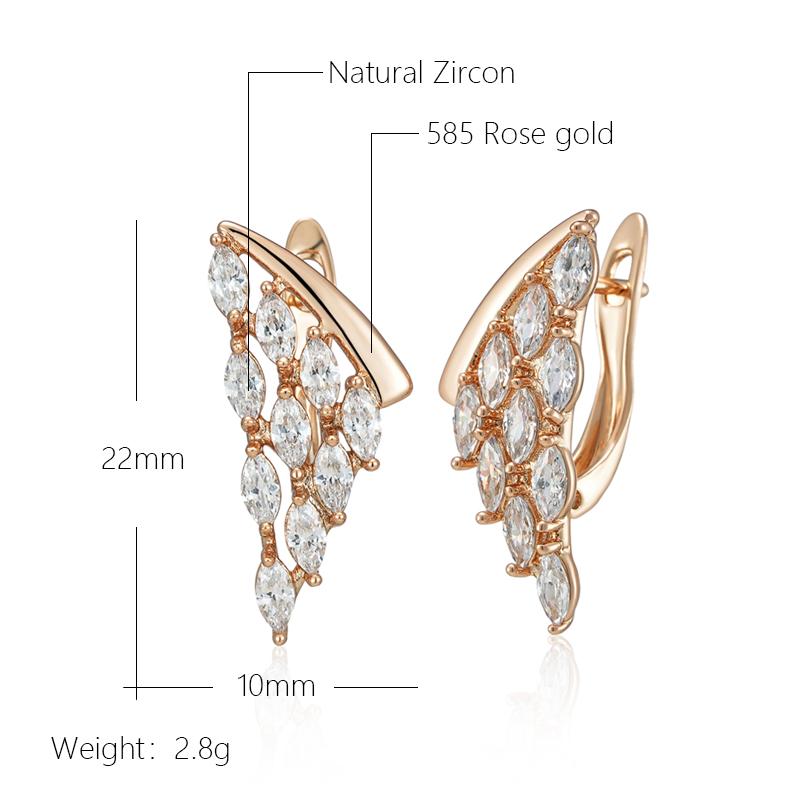 Kienl Full Shiny Natural Zircon Drop Earring For Women  Rose Gold Color Unique Crystal Wing Daily Vintage Jewelry Best Gift