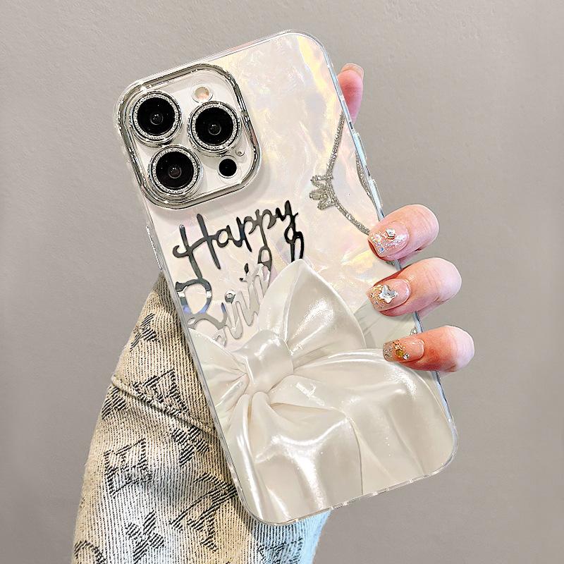 Silk Bow Bracelet Suitable for Iphone16promax Light Luxury High-end 15 Girls Apple 13 Mobile Phone Case