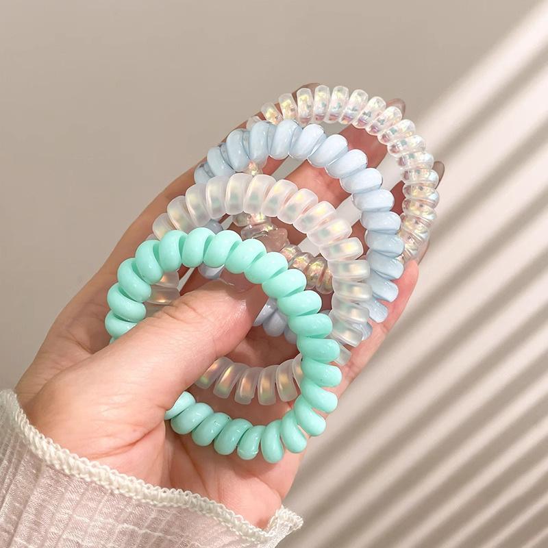 4PCS/Set Solid Color Telephone Wire Elastic Hair Bands Women Girls Cord Rubber Band Stretch Hair Accessories Headband Gum Holder