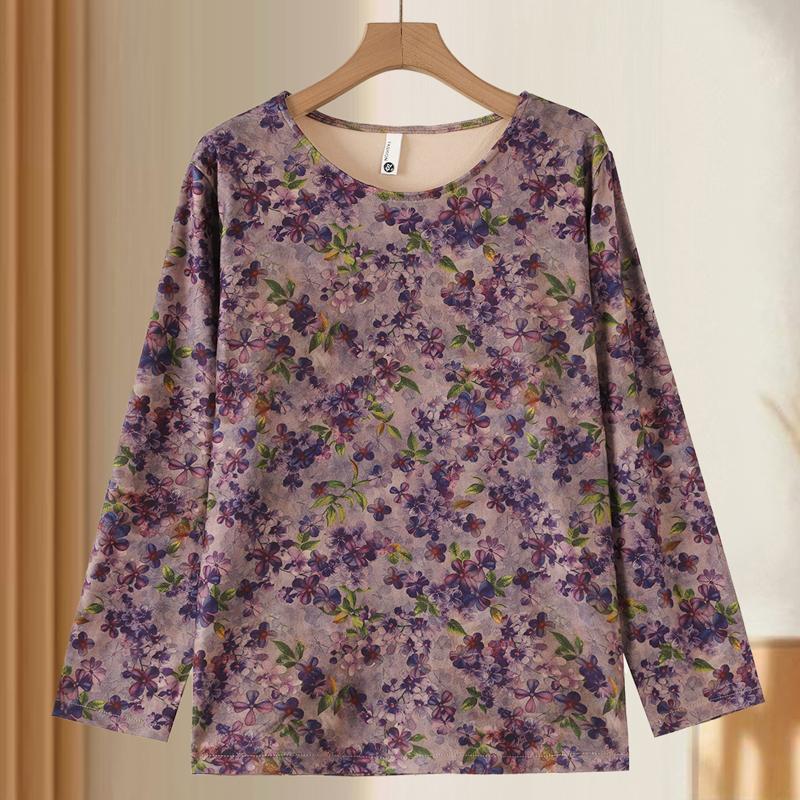 Plus Size 3XL-7XL Casual Long Sleeve Tops for Woman Sweatshirts Loose Oversize Middle-aged Women's Pullovers Vintage Clothes