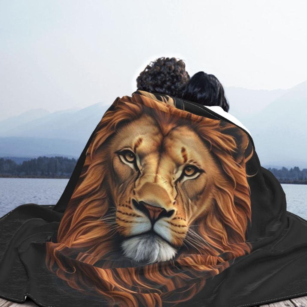 Lion Colourful Painting Blanket Soft Warm Flannel Throw Blanket Bedspread for Bed Living room Picnic Travel Home Sofa