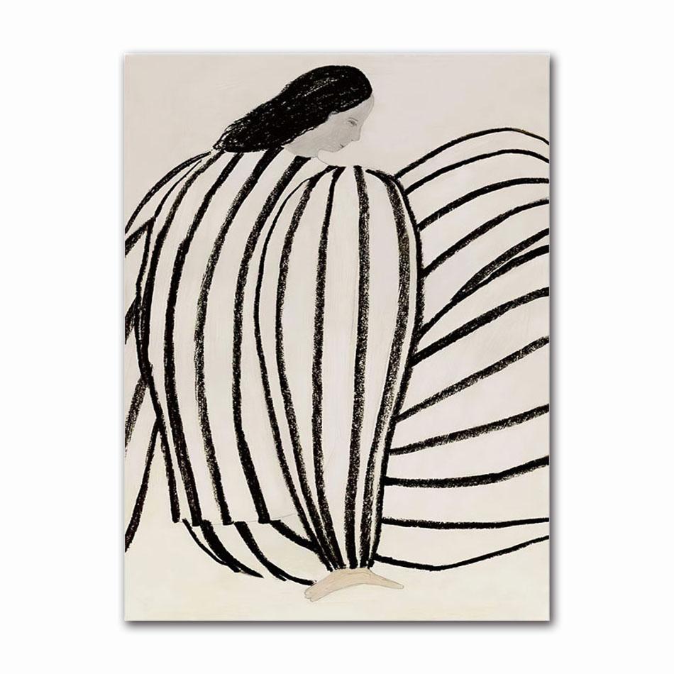 Nordic Posters And Prints Abstract Line Geometry Curve Girl Modern Wall Art Canvas Painting Wall Pictures For Living Room Decor