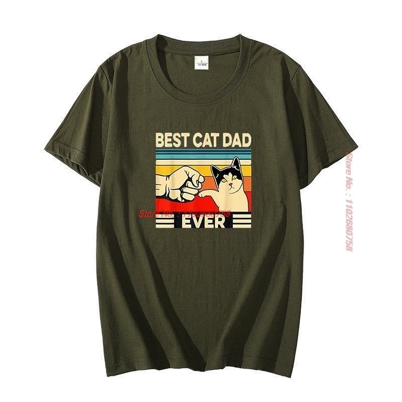 Best Cat Dad Ever Cat Daddy Vintage Graphic T Shirts Lover Father Funny Cat Cotton Big Size Short Sleeve T Shirt Unisexs Clothes