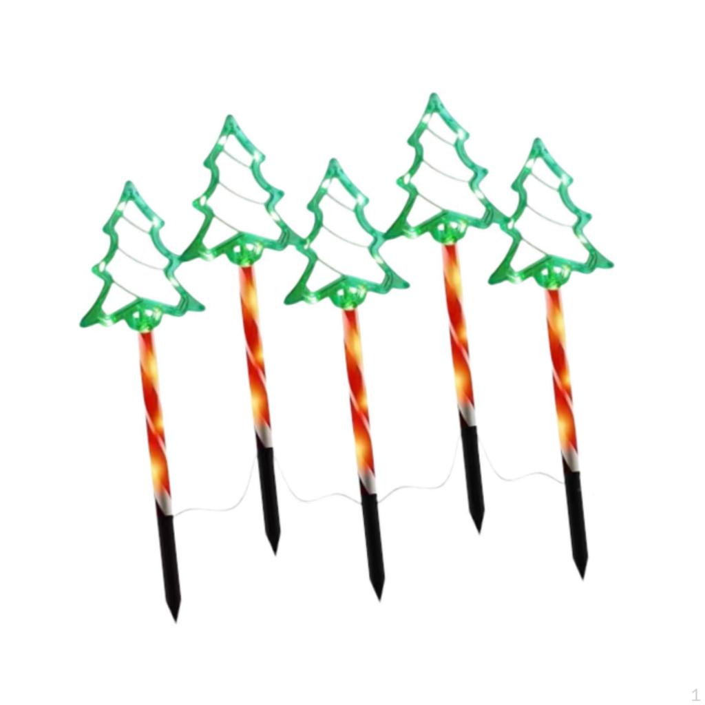Christmas Tree Solar Landscape Lights Lawn Lamp for Front Porch Pathway 5 Stake