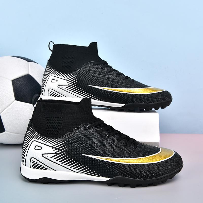 High Top Men Soccer Shoes Professional Football Boots Breathable Wear Resistant Training Match Sneakers Non Slip for Adult Sport