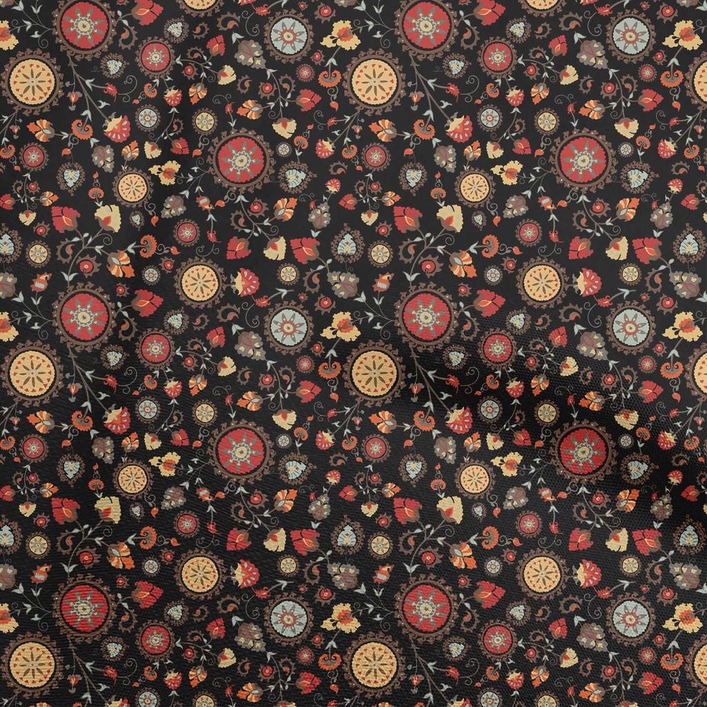 oneOone Cotton Flex Dusty Green Fabric Asian Suzani  Dress Material Fabric Print Fabric By The Yard 40 Inch
