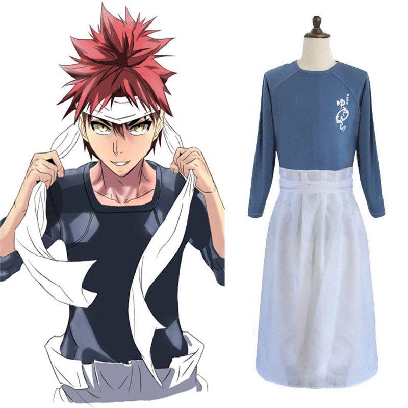 Food Shokugeki Wars No Soma Yukihira Souma Cosplay Costume Shirt Apron Scarf Wig