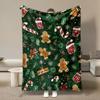 1pc Gingerbread for Man Print Flannel Blanket - Thickened Warm Soft Bedspread Suitable for All-Season Use, Multi-Size Bed Throw for &, Machine Washabl