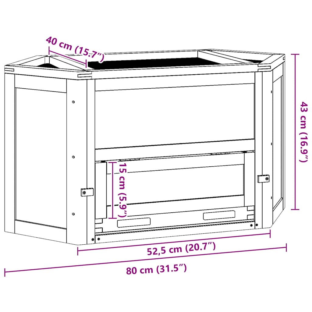 Hamster Cage 80 X 40 X 43 Cm Solid Pine Wood