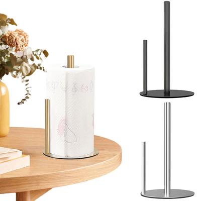 Paper Towel Holder Desktop Paper Towel Dispenser Weighted Base Vertical Cloth Fabric Holder Stainless Steel for Kitchen Bathroom