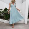New European and American Casual Long Skirt Summer Backless Sleeveless V-neck Vacation Dress Women