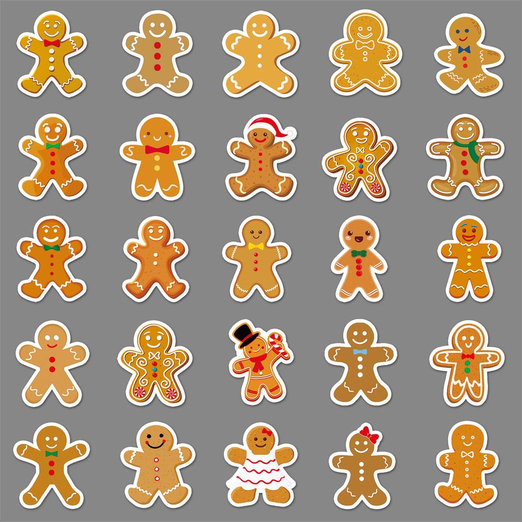 50 Gingerbread Man Personalized Christmas Creative Sealing Stickers for Decorating Suitcases and Phone Cases