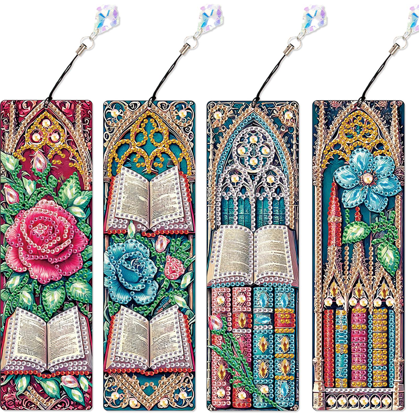 

4Pcs Special Shape Dragonfly Diamond Painting Bookmark Diamond Painting Bookmark Making Kit Diamond Art Bookmark with Pendant
