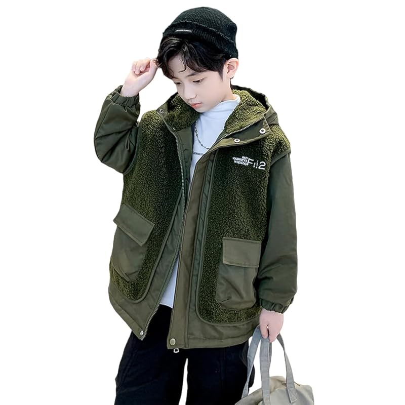 

[KOSIKINI] boa parka boy boa coat children s clothing boa blouson boys boa jacket outer boy Fluffy hoodie junior Thick Cold protection cute back boa
