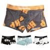 Men's Boxer Briefs with Wide Waistband Mid-rise Patchwork Color Letter Print U-convex Shorts Breathable Sport Panties