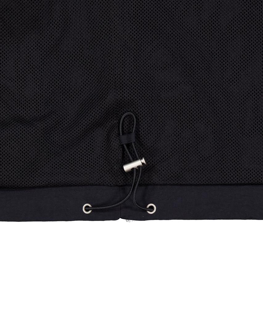 STANDARDERROR 87-Stan268 Nylon Track Color Block Curved Hood Gorp Windbreaker Black
