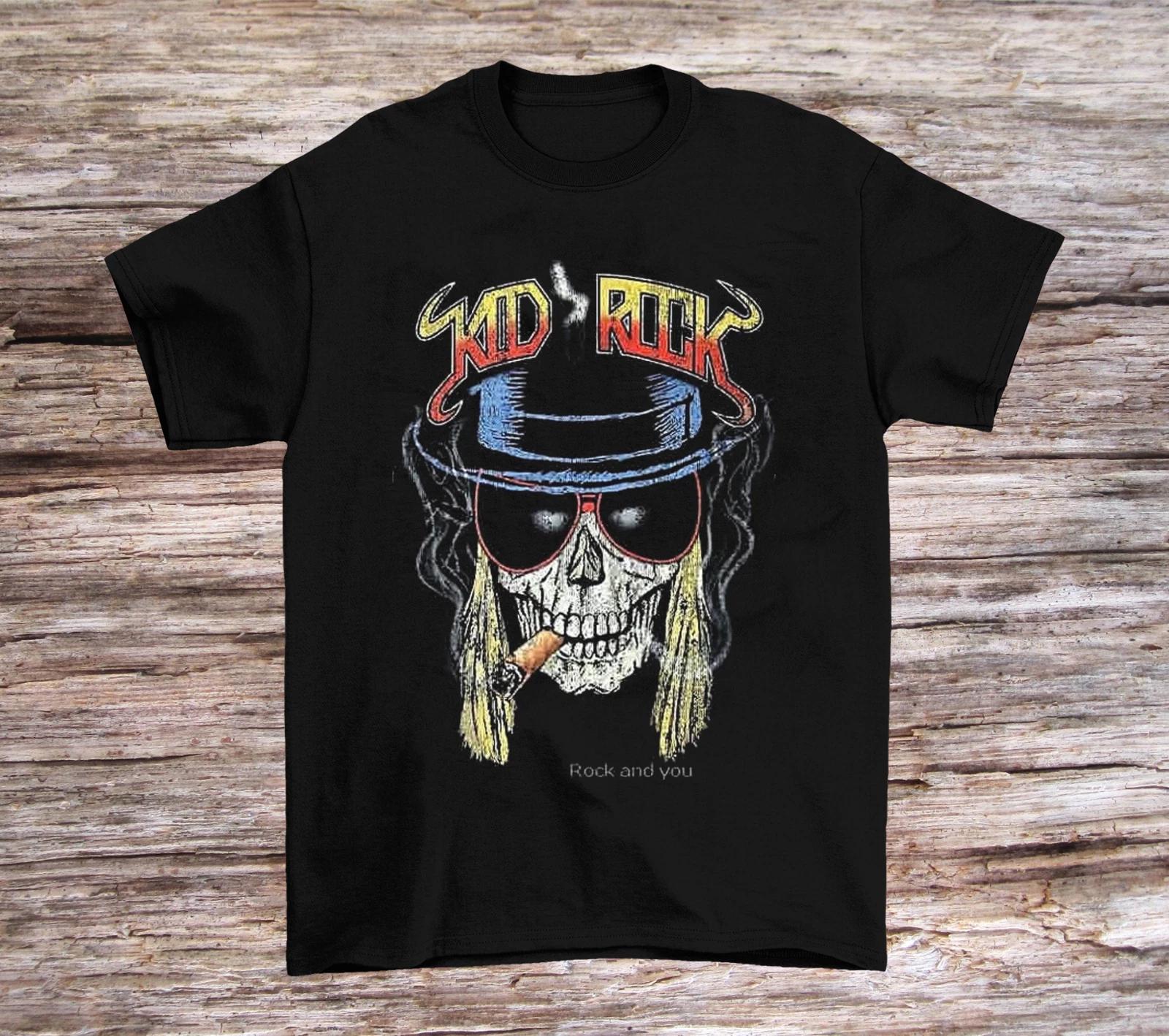 Men s and Women s T-shirts Kid Rock -Rock And You Short Sleeve Black All Size Unisex XXL