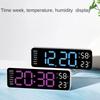 Wall-Mount/Desk Digital Clock, Time/Week/Temp/Humidity, Multi-Color LED, Brightness Adjustable LED Table Alarm Clock 12/24H