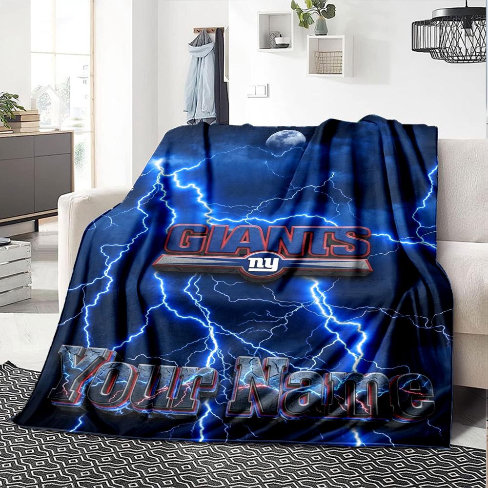 Name Custom New York Giants Print Flannel Blanket High Quality Warm Comfortable Cover for All Seasons Perfect for Gifts Home Decor