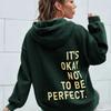 Multi-color Letter Print Loose Hooded Sweatshirt for Women