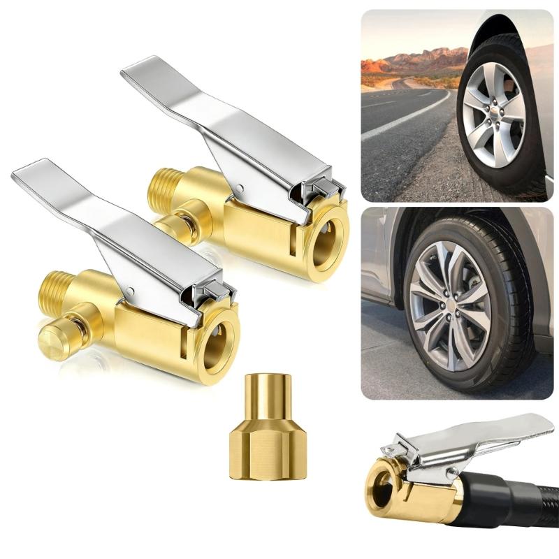 Pack of 1/2 Brass Air Chuck Adapters Locking Feature for Valves Ideal for Travel Kits and Automotive Repair