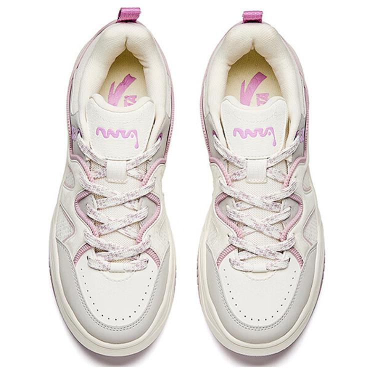 Anta Slip Resistant Abrasion Resistant Low top Skateboard Shoes Women's White Gray Pink Sneakers 122528036-1