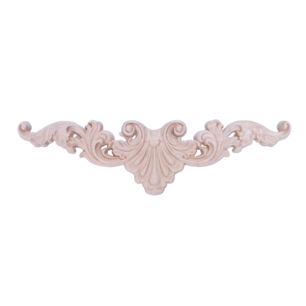 BHBL Wood Carved Corner Onlay Applique Frame Decor Furniture Craft Unpainted Type:20*5cm