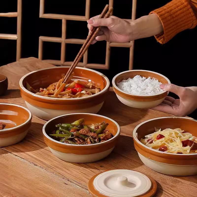 Retro Ceramic Rice and Egg Steamed Bowl - Antique Style Dormitory Tableware for Plum Cake & Braised Pork