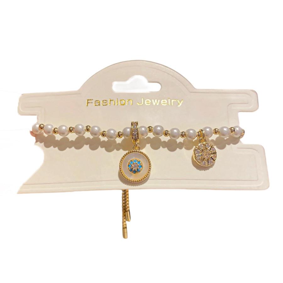Vintage Geometric Zircon Pearl Bracelet With Luxurious French Court Style For Women