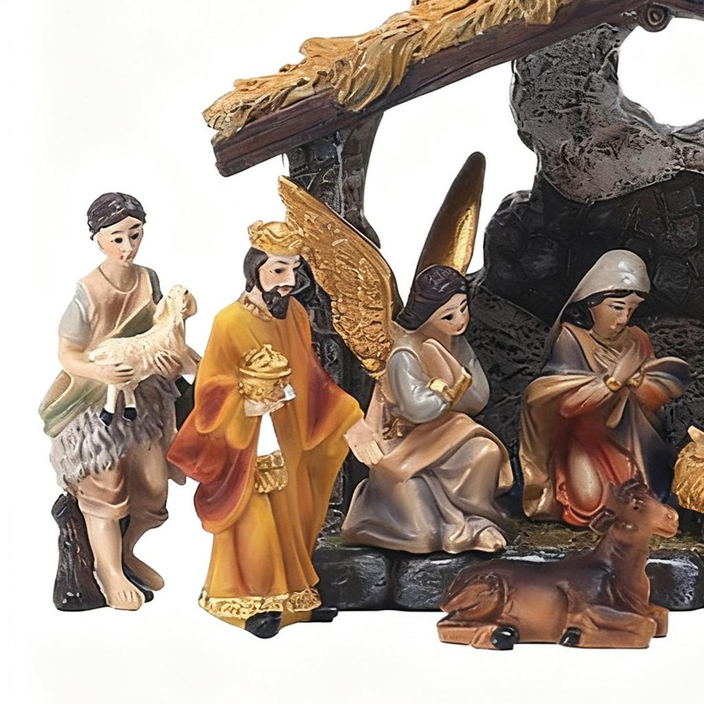NEW Nativity Scene Sets Set of 12 Resin Tabletop Nativity Set Manger Scene Christmas Indoor Decorations Holy Craft for Christmas