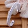 Women Casual Mesh Twisted Carving Band Silver Plated Bangle Bracelet Jewelry