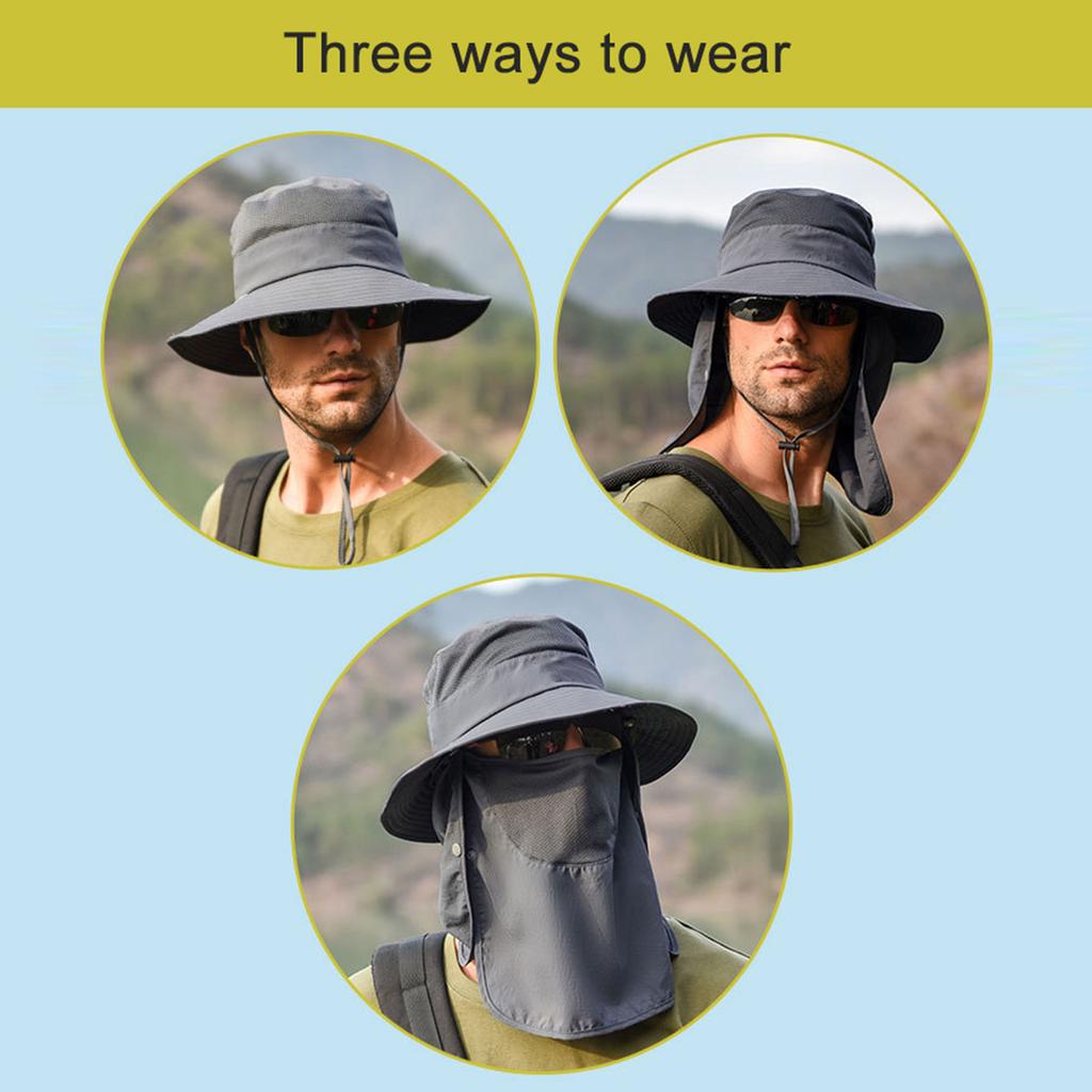 Sombrero de pesca con protección UV para hombres y mujeres, protección solar de verano al aire libre, sombrero de ala ancha impermeable