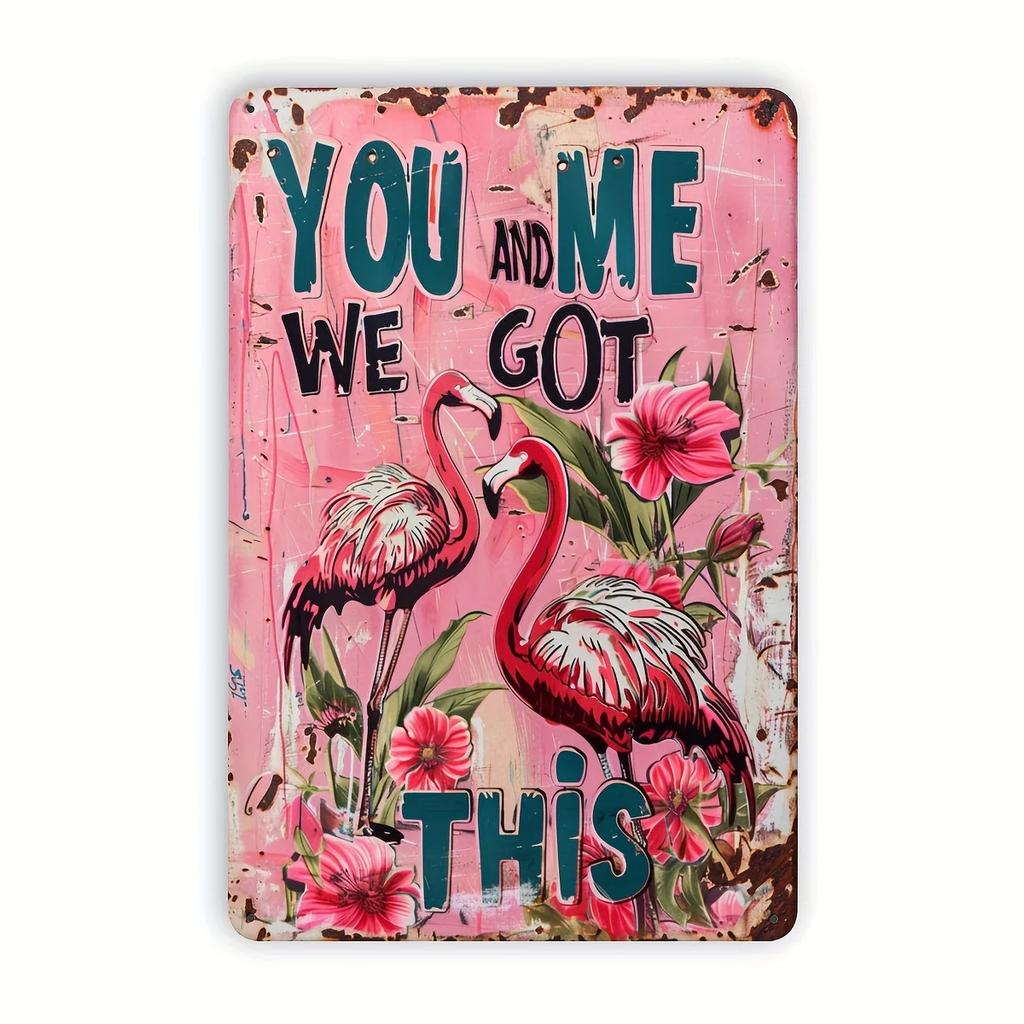 Vintage Bird Cactus Flamingo Metal Tin Sign Wall Art for Home, Bar, Garage & Garden Decor | Easy-Hang Vintage Animal Design