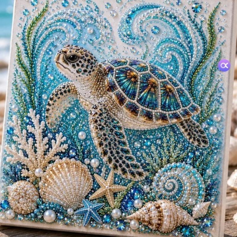 Kit de Arte con Perlas Tema Fantasma/Océano Kit de Pintura con Perlas Diy Kit de Arte con Diamantes Oceánicos Para Adultos y Principiantes Decoración de Pared Costera Brillante
