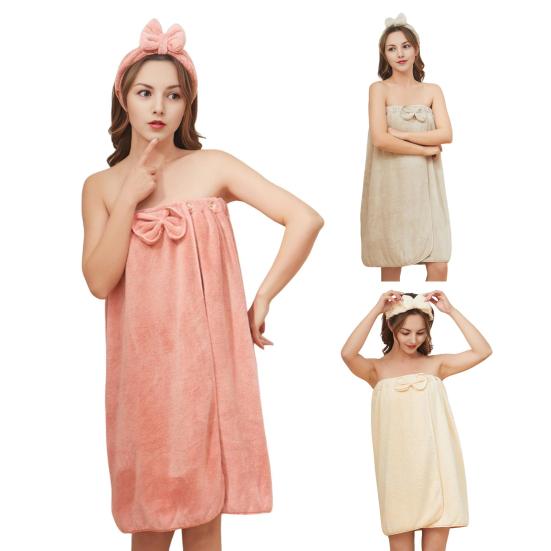 2Pcs/Set Women Bath Wrap Absorbent Body Towel And Headband Adjustable Shower Wrap for Spa Beach Pool Gym Hotel Travel