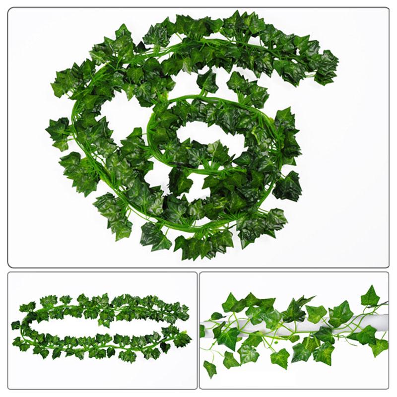 12 Pcs 2M Artificial Hanging Vine Plant Leaves Plastic Home Garden Wall Wedding Decoration