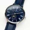 Salvatore Marra Sun and Moon Slim Quartz Leather Belt Men's Watch No.4 Navy