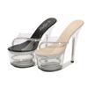 Fashion Women Platform Slippers Nightclub Sexy High Heels Stripper Rhinestone Sandals Outdoor Shoes Luxury Slides Pvc Transparent Heels