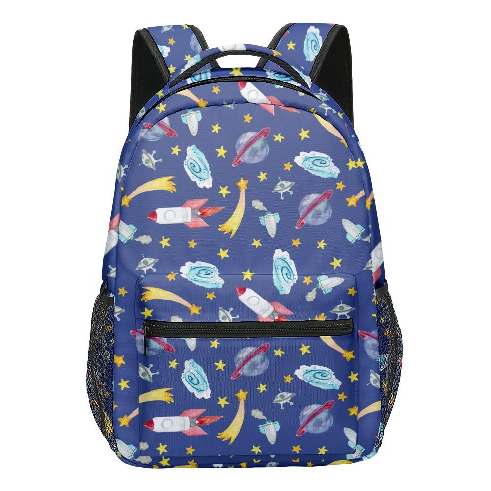 Kpop Youthful School Bags Unisex Space Rocket Spacecraft Travel Bags 3D Print Oxford Waterproof Notebook Shoulder Backpacks