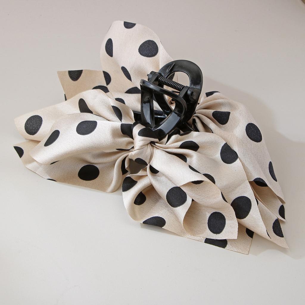 French Polka Dot Big Bow Clip Women's High-end Hair Clip Shark Clip Headdress