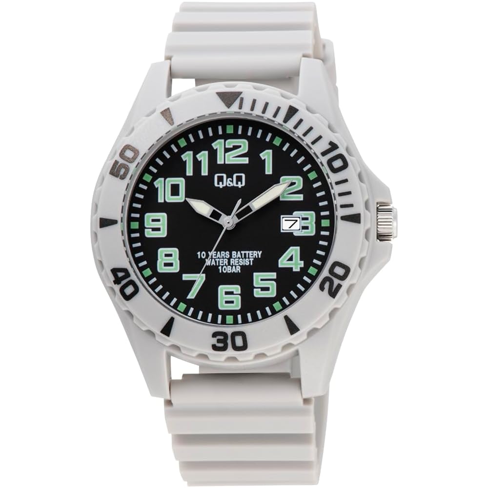 Citizen QQ Analog Watch 10-Year Battery Life 10 ATM Water Resistant Date Display Men s Gray with Urethane Band