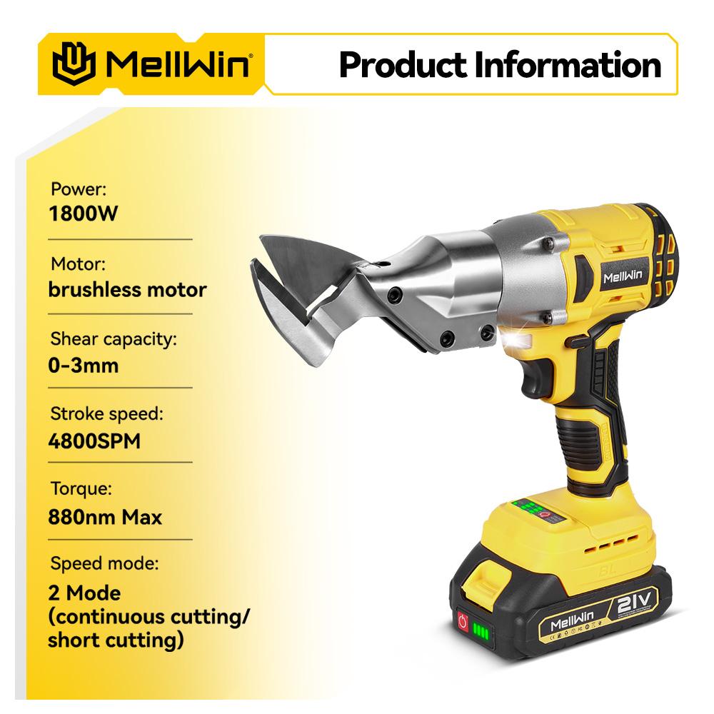 MELLWIN 1800W Brushless Electric Scissors Cordless Electric Iron Sheet Shears Home Multi Shears Tools For Makita 18V Battery Pin