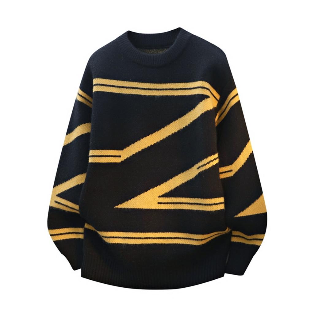 Men's Fashion Knitting Pullover Long Sleeves Loose Round Neck Sweater